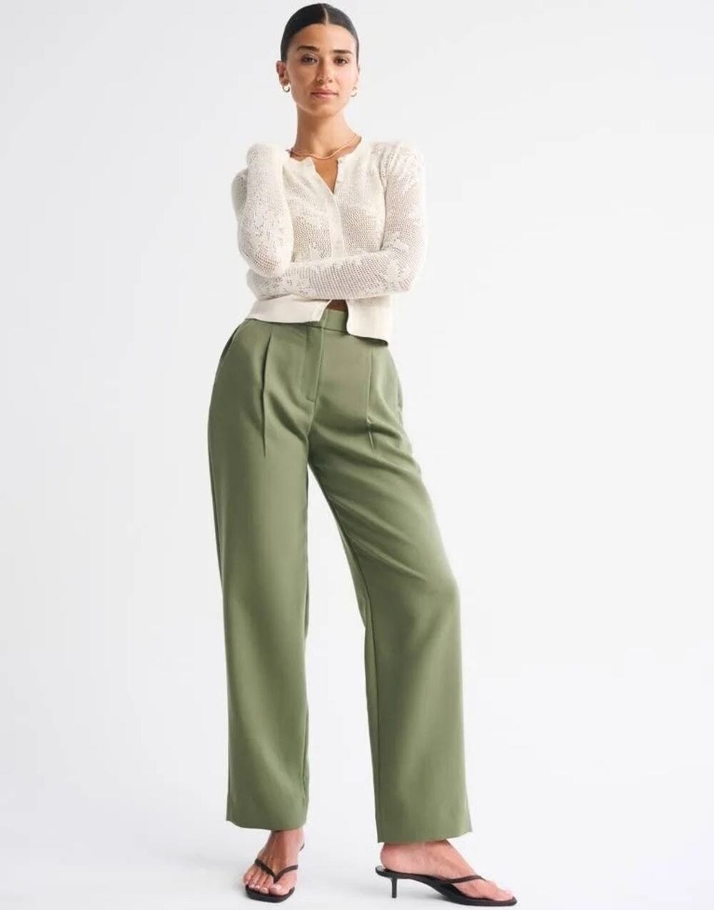 NWT Abercrombie & Fitch Women’s 30 Green Ultra High Wide Legs Pants Trousers